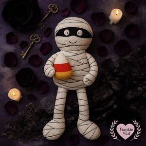 Candy Corn Lane Mummy Plush Sitter Pillow 24” Halloween Decor NWT